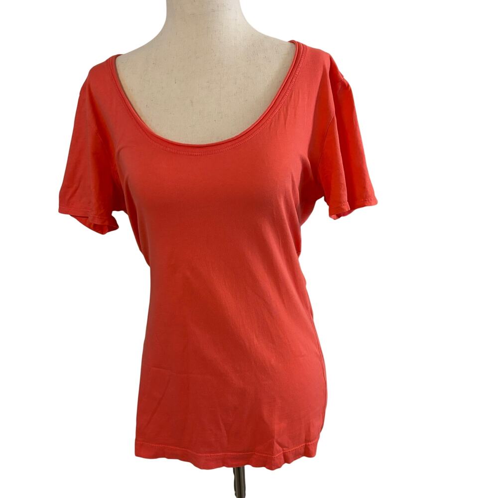 Michael Stars Pink Coral T Shirt One Size 100% Cotton Scoop Neck Basic Tee